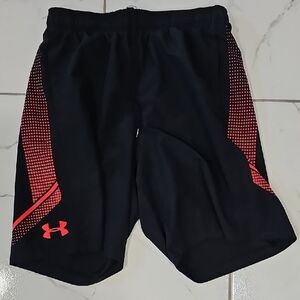 EUC Under Armour Men's Black Shorts with Orange Accents
